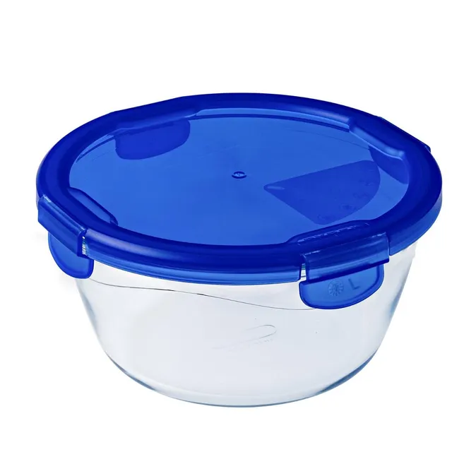 pyrex-cook-go-teglia-multiuso-tonda-con-coperchio-ermetico-vetro-trasparente-blu image 1