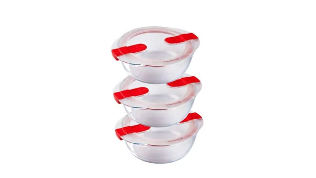 pyrex-cook-heat-set-di-3-contenitori-rotondi-in-vetro-borosilicato-1-1-l-con-cop image 1