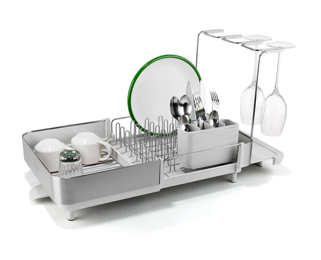 joseph-joseph-extend-steel-plus-scolapiatti-estensibile-in-acciaio-con-porta-cal image 1