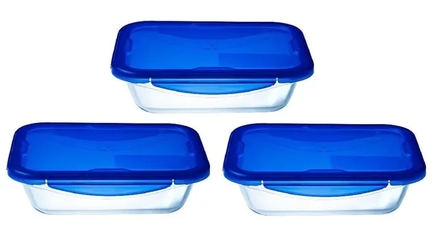 pyrex-cook-go-set-di-3-porta-pranzo-rettangolari-in-vetro-con-coperchio-blu-erme image 1
