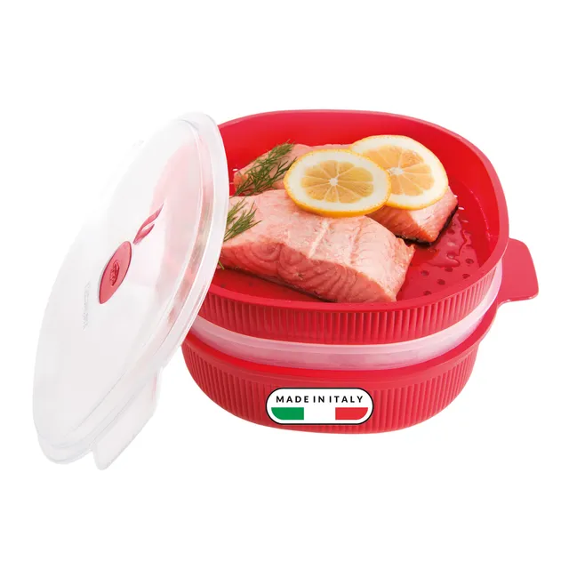 snips-vaporiera-microonde-rossa-4-l-cottura-a-vapore-con-2-vassoi-sovrapponibili image 1