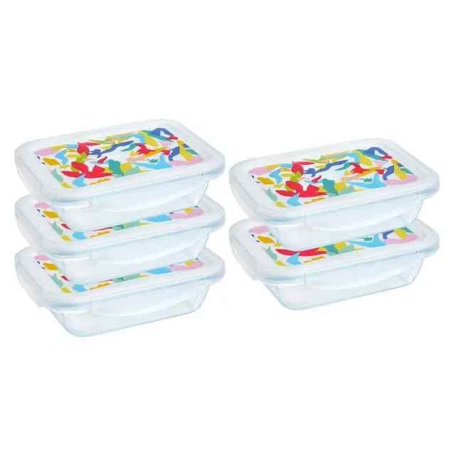 pyrex-cook-go-set-di-5-contenitori-rettangolari-in-vetro-borosilicato-0-8-l-con- image 1