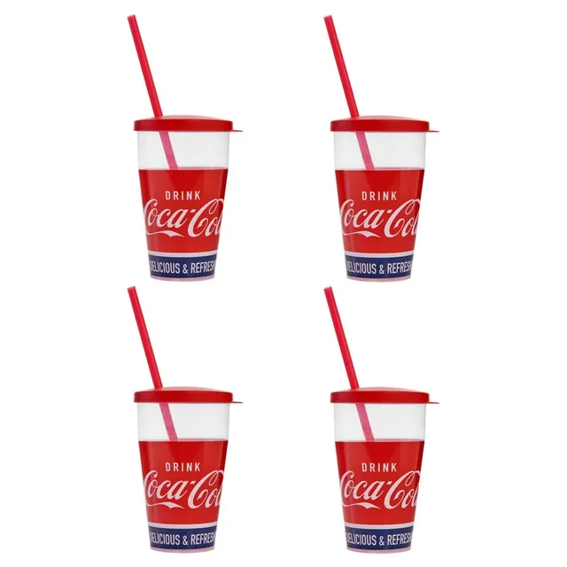 snips-bicchieri-coca-cola-con-cannuccia-e-tappo-0-5-l-set-4-bicchieri-in-plastic image 1