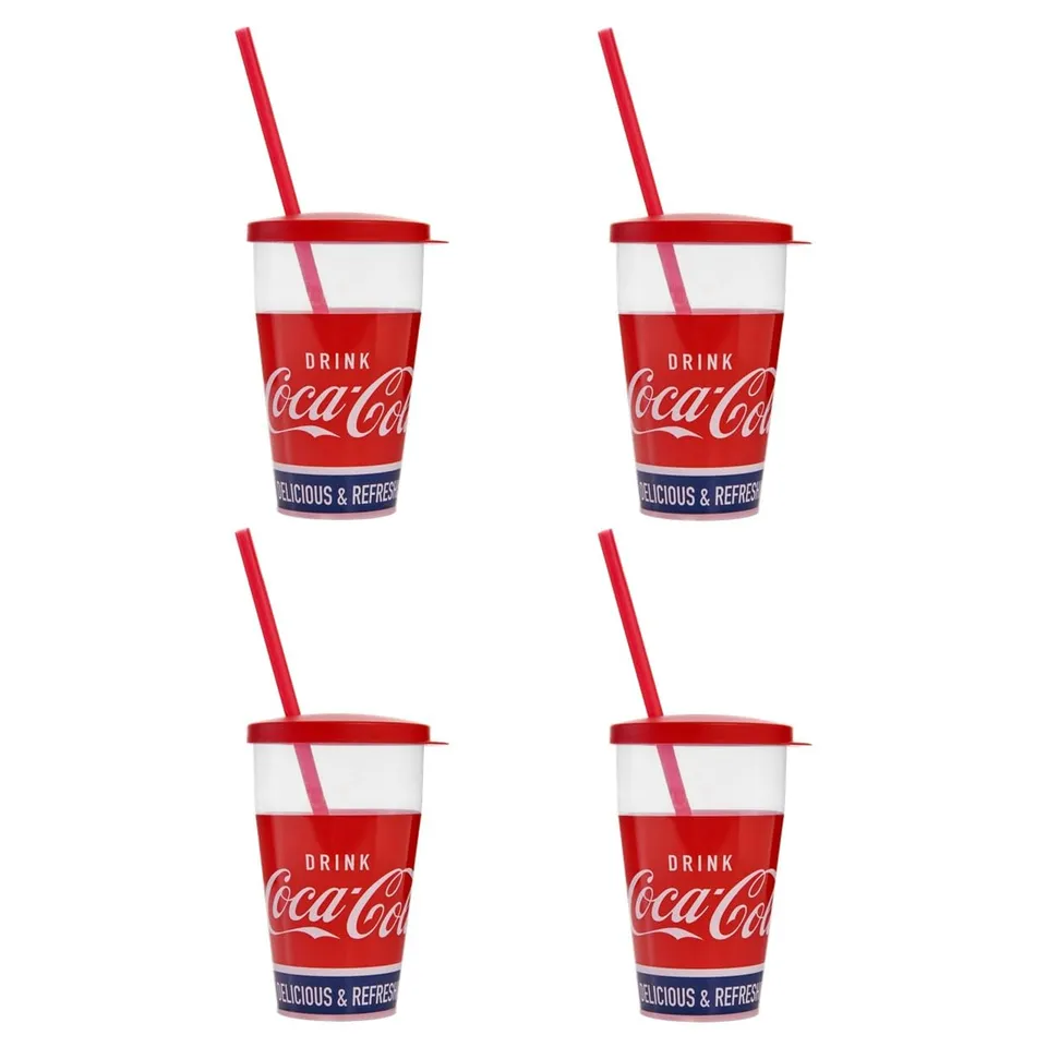 snips-bicchieri-coca-cola-con-cannuccia-e-tappo-0-5-l-set-4-bicchieri-in-plastic image 1