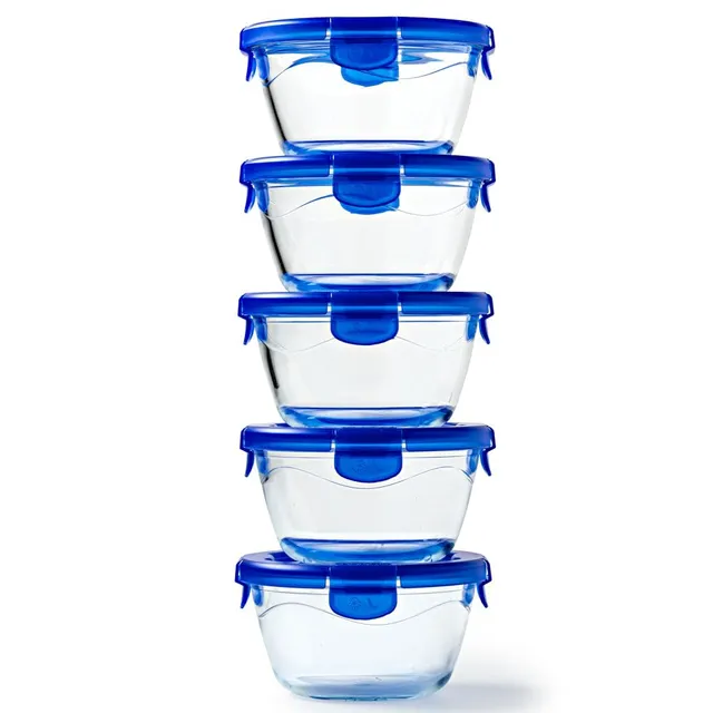pyrex-cook-go-set-di-5-lunchbox-rotondi-in-vetro-borosilicato-0-7-l-con-coperchi image 1