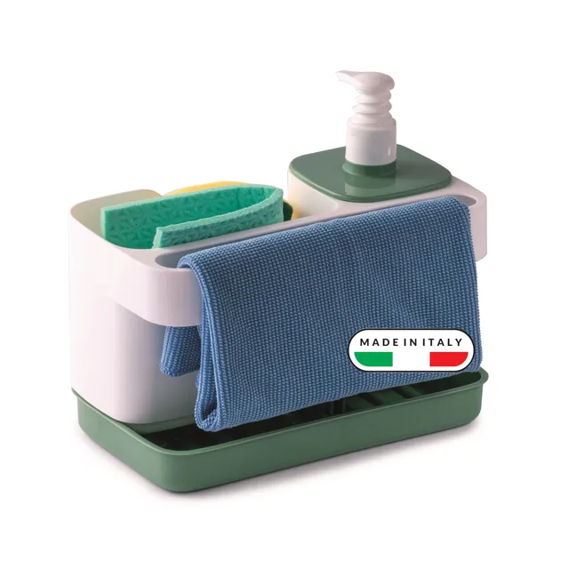 snips-riordinello-porta-spugne-lavello-cucina-3-in-1-con-dispenser-sapone-400-ml image 1