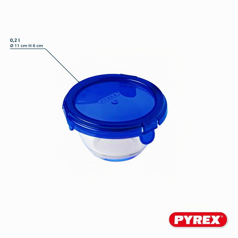 pyrex-set-5-barattoli-rotondi-in-vetro-borosilicato-0-2l-con-coperchi-blu-ermeti image 1