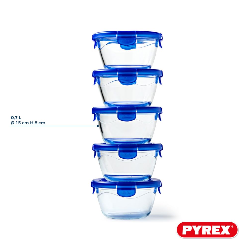 pyrex-cook-go-set-di-5-lunchbox-rotondi-in-vetro-borosilicato-0-7-l-con-coperchi image 3