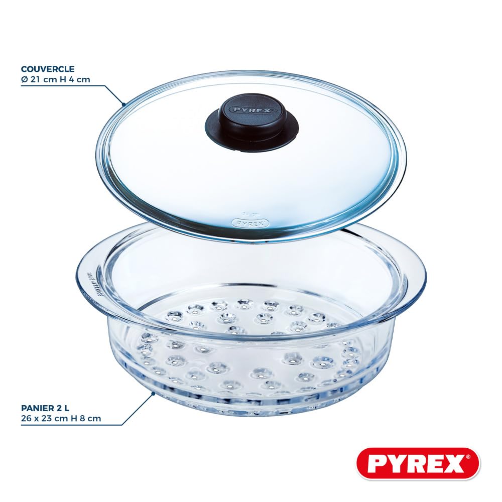pyrex-cestello-a-vapore-20-cm-con-coperchio-in-vetro-borosilicato-cottura-a-vapo image 4