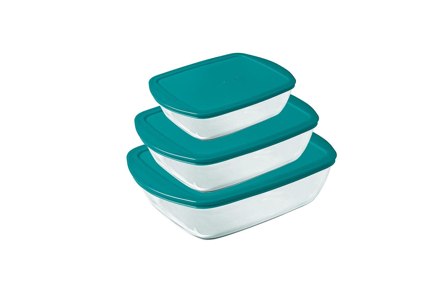 pyrex-cook-store-set-di-3-piatti-rettangolari-in-vetro-borosilicato-con-coperchi image 1