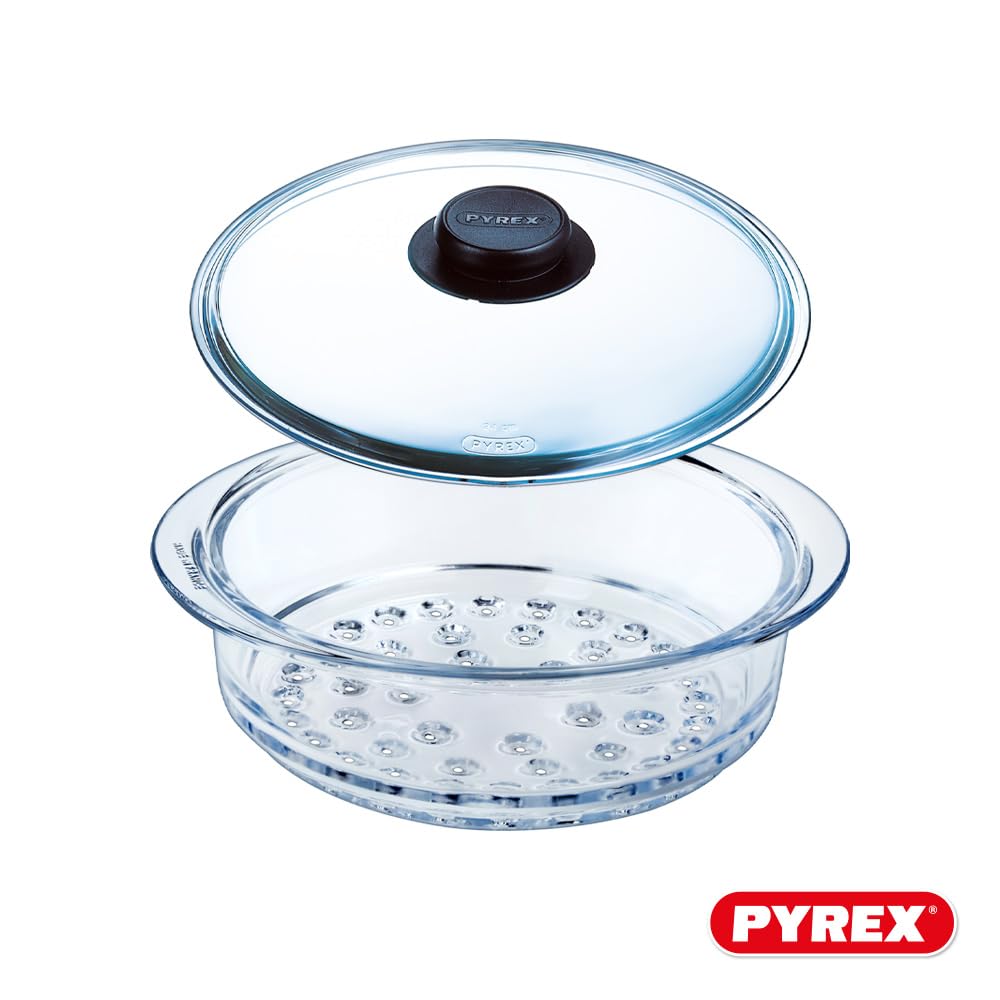pyrex-cestello-a-vapore-20-cm-con-coperchio-in-vetro-borosilicato-cottura-a-vapo image 2