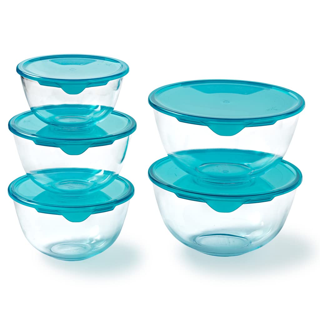 pyrex-set-5-ciotole-in-vetro-borosilicato-trasparente-con-coperchi-turchese-0-5- image 1