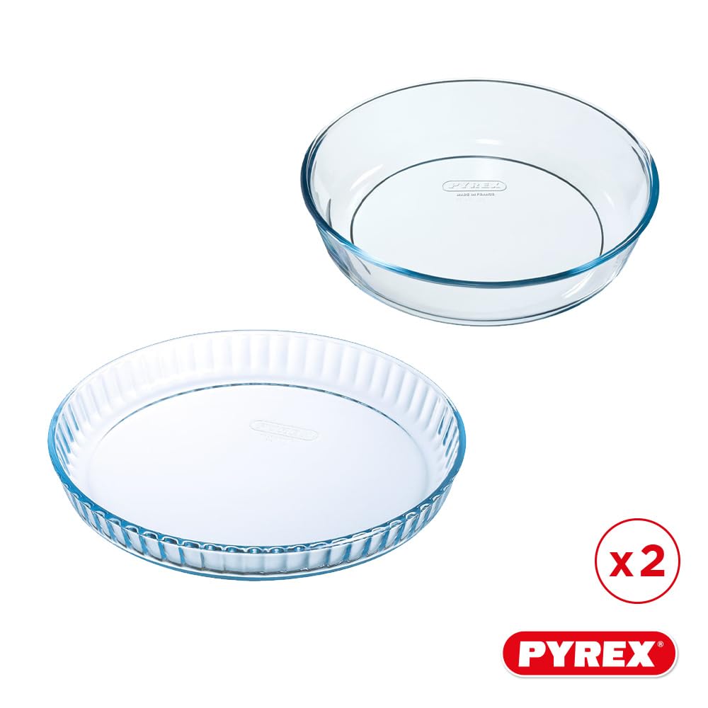 pyrex-bake-enjoy-set-2-stampi-in-vetro-borosilicato-teglia-flan-28-cm-e-piatto-t image 2