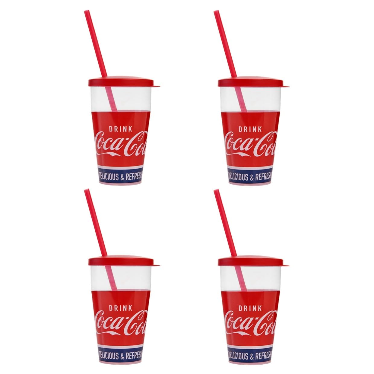 snips-bicchieri-coca-cola-con-cannuccia-e-tappo-0-5-l-set-4-bicchieri-in-plastic image 1