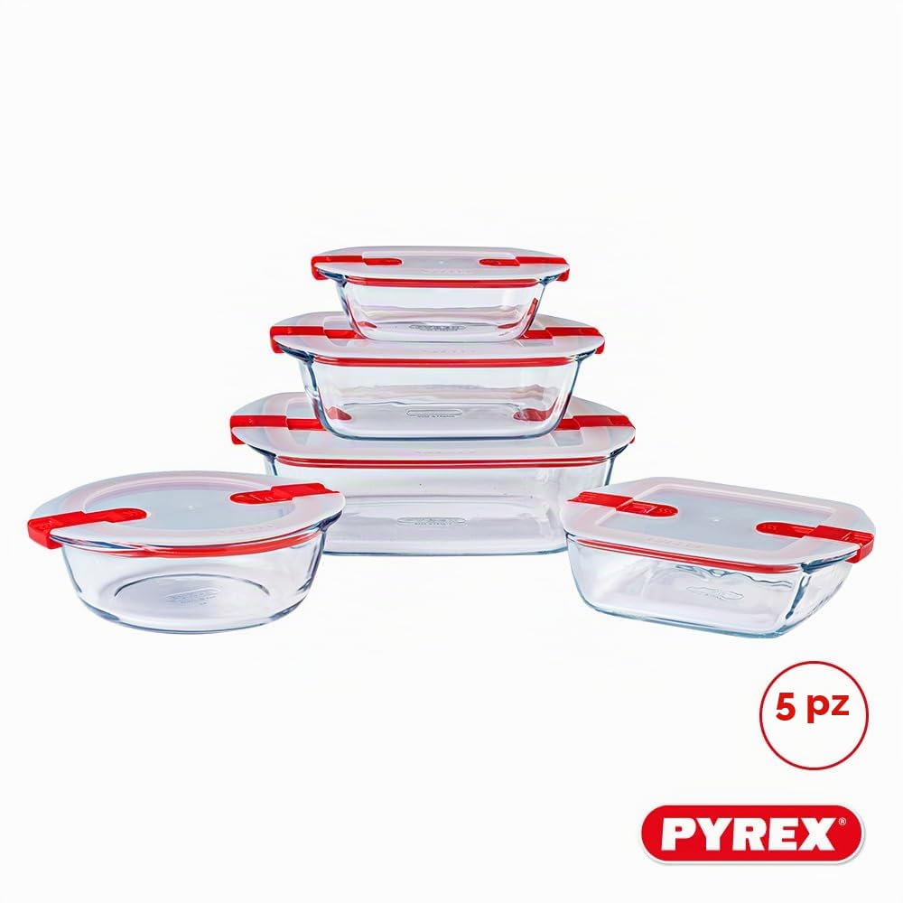 pyrex-cook-heat-set-di-5-contenitori-e-piatti-in-vetro-borosilicato-con-coperchi image 2