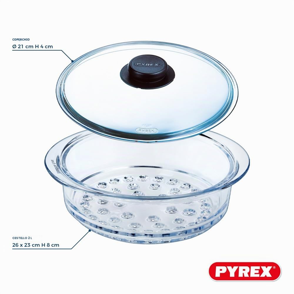 pyrex-doppio-cestello-vapore-20-cm-in-vetro-borosilicato-con-coperchio-a-manopol image 4