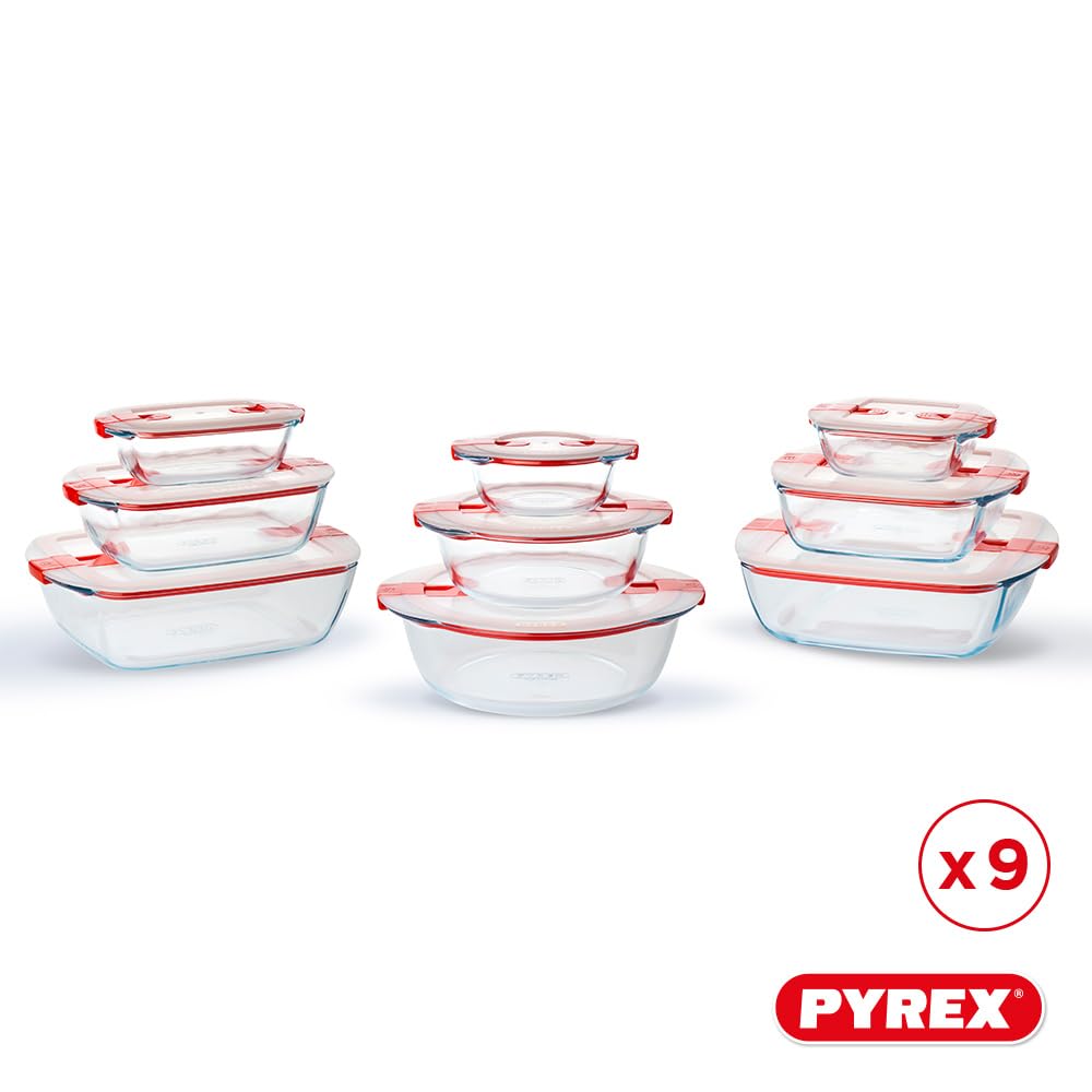 pyrex-cook-heat-set-di-9-piatti-in-vetro-con-coperchi-ermetici-e-valvole-vapore- image 7