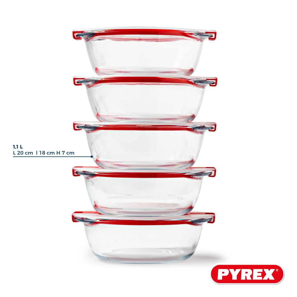 pyrex-cook-heat-set-di-5-piatti-in-vetro-borosilicato-1-l-con-coperchio-ermetico image 2