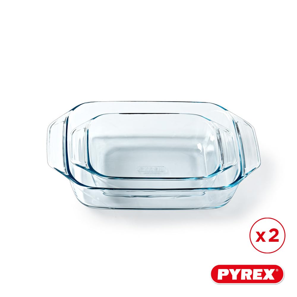 pyrex-set-2-pirofile-rettangolari-in-vetro-borosilicato-1-5-l-e-3-1-l-manici-lar image 2