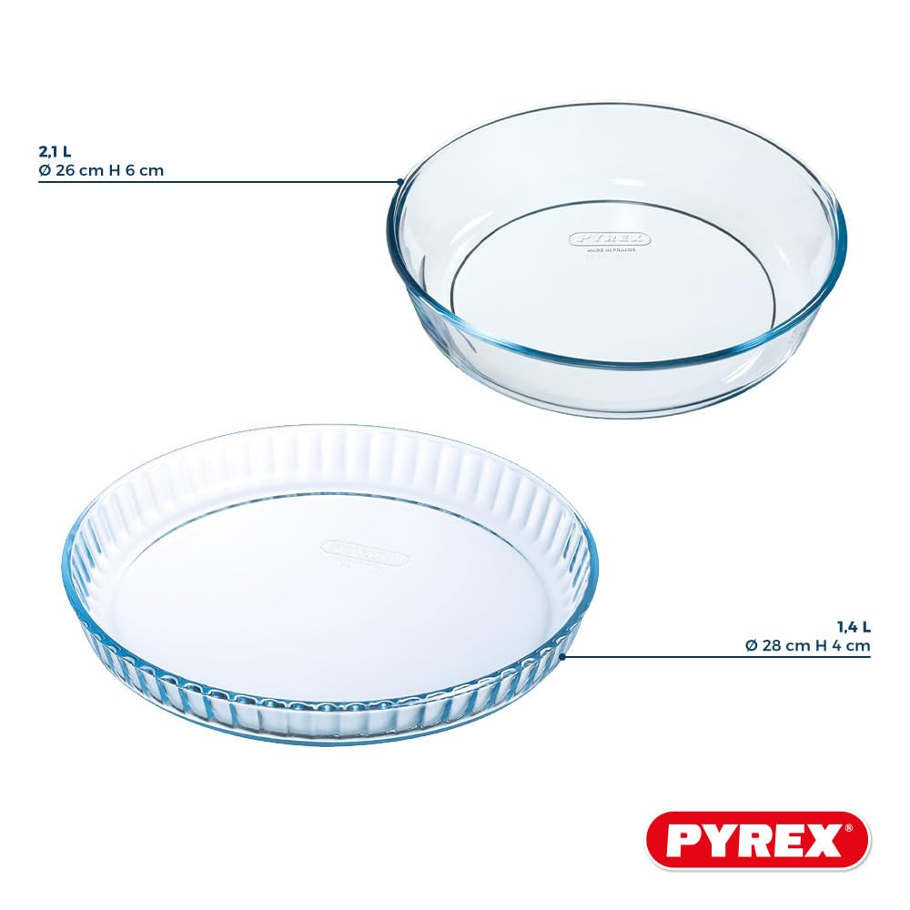 pyrex-bake-enjoy-set-2-stampi-in-vetro-borosilicato-teglia-flan-28-cm-e-piatto-t image 4