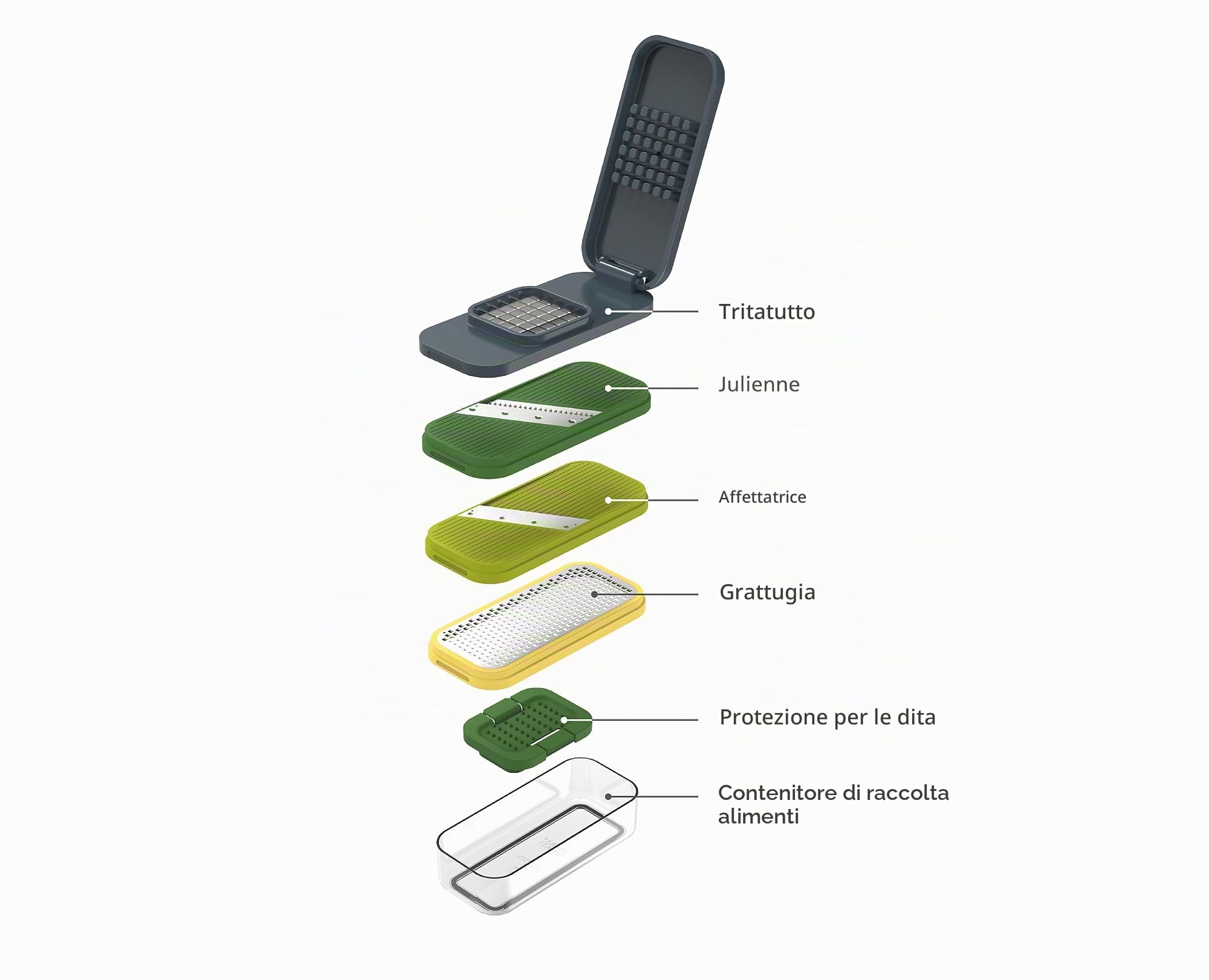 joseph-joseph-multi-prep-compact-mandolina-4-in-1-con-contenitore-affetta-grattu image 3