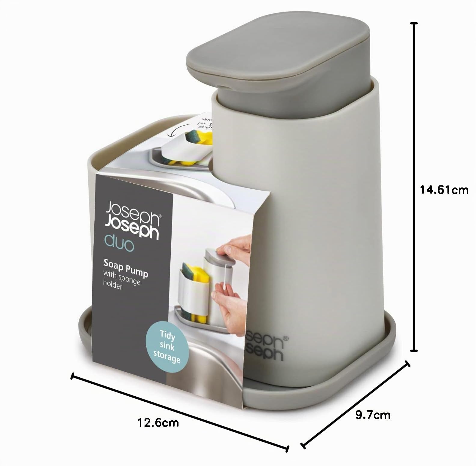 joseph-joseph-duo-dispenser-sapone-liquido-per-lavello-con-portaspugna-ventilato image 3