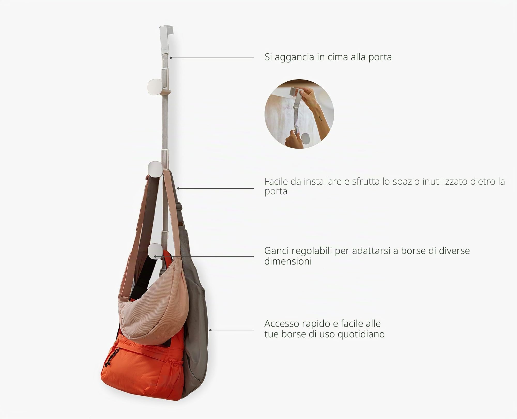 joseph-joseph-orderly-organizer-per-borse-da-porta-con-3-ganci-regolabili-in-alt image 5