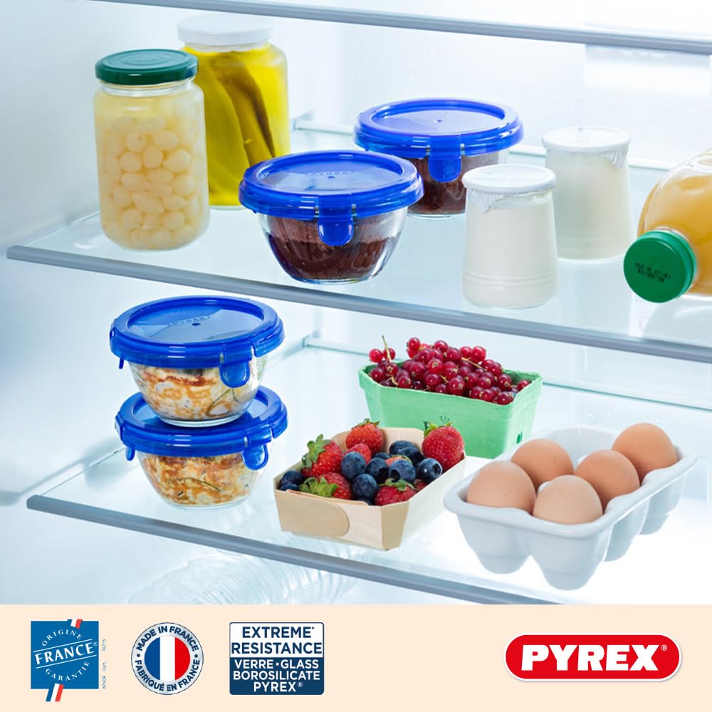 pyrex-set-5-barattoli-rotondi-in-vetro-borosilicato-0-2l-con-coperchi-blu-ermeti image 4