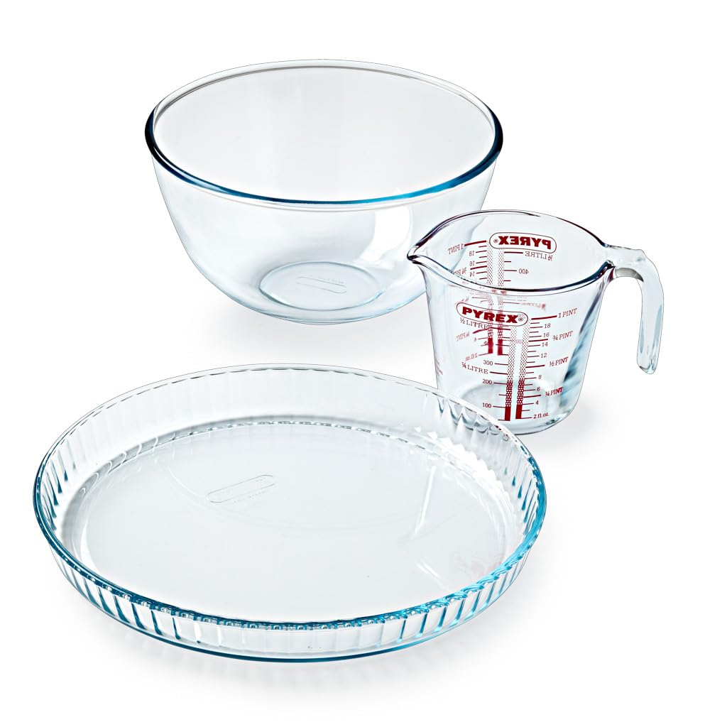pyrex-cake-party-kit-pasticceria-3-pezzi-con-tortiera-31-cm-ciotola-2-l-e-misuri image 1