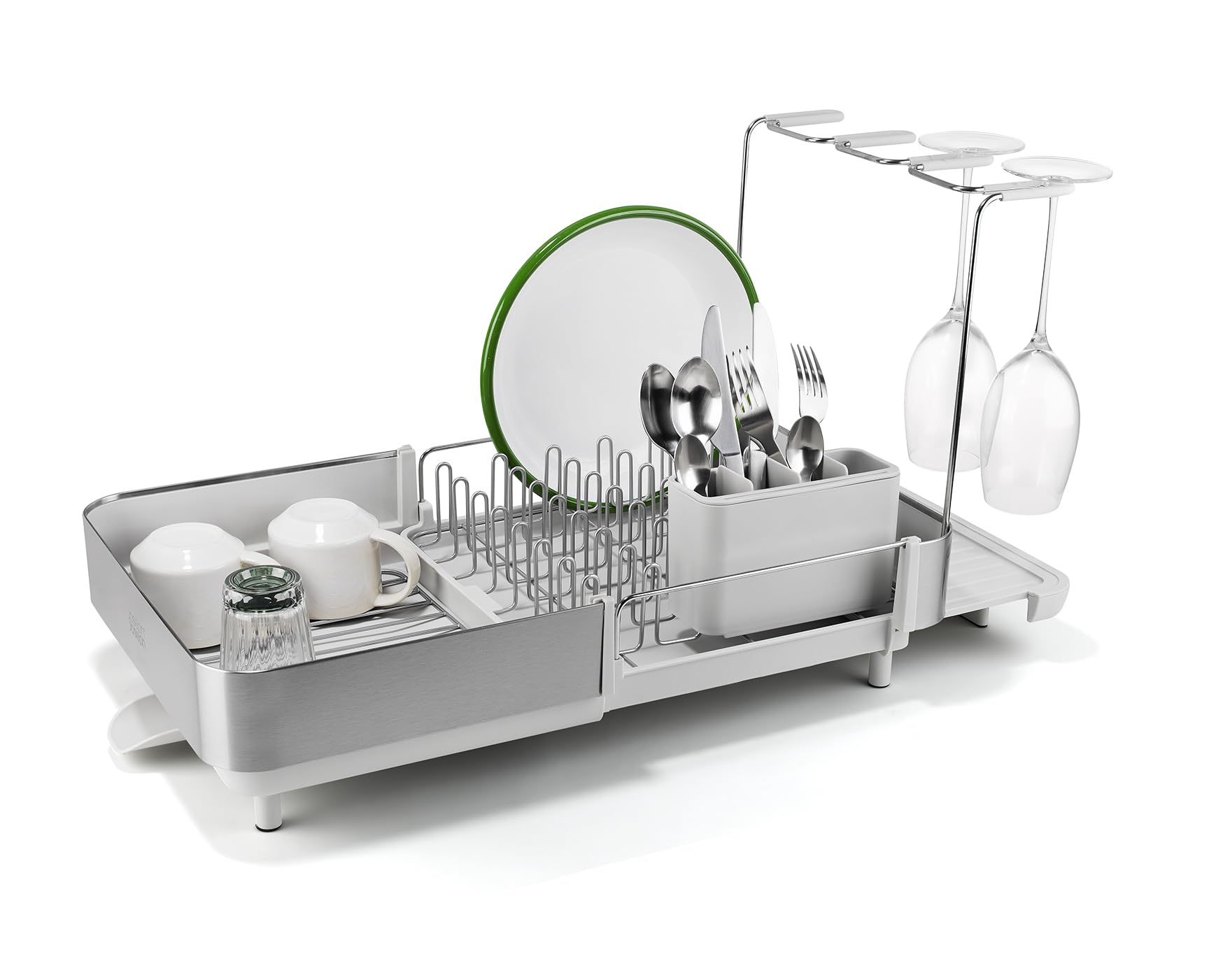 joseph-joseph-extend-steel-plus-scolapiatti-estensibile-in-acciaio-con-porta-cal image 1