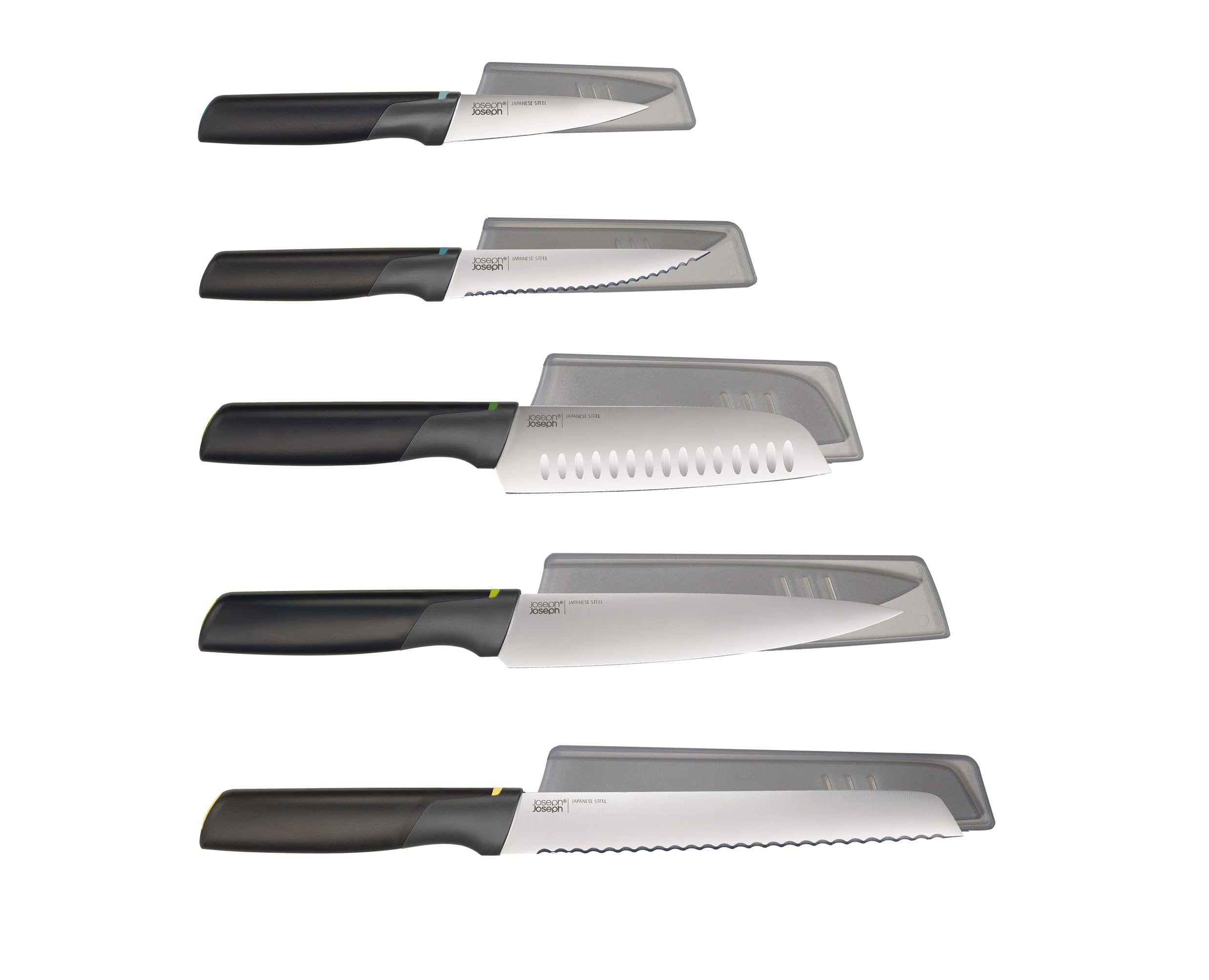 joseph-joseph-duo-set-coltelli-cucina-professionali-5-pezzi-lame-9-20-cm-in-acci image 1