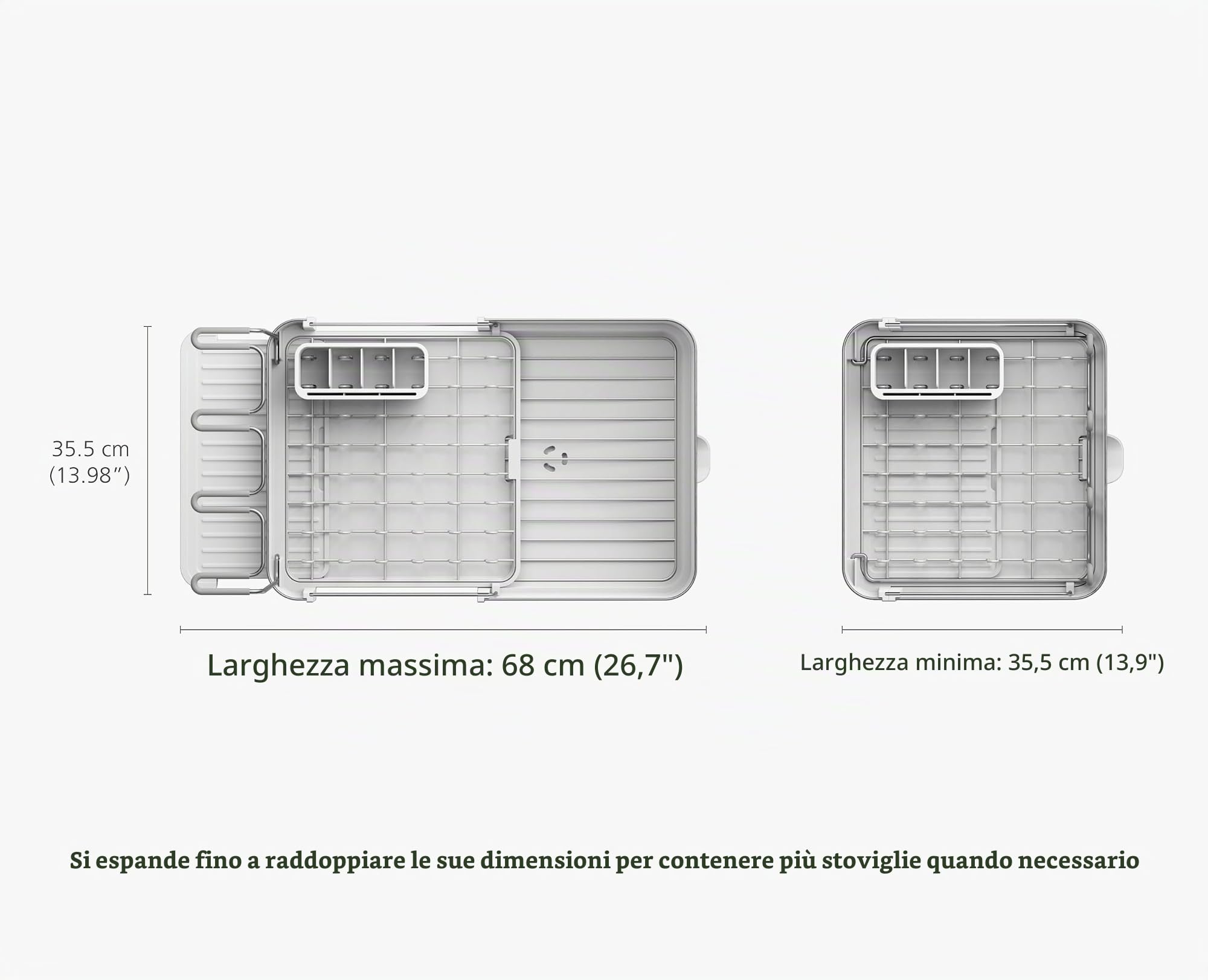 joseph-joseph-extend-steel-plus-scolapiatti-estensibile-in-acciaio-con-porta-cal image 4