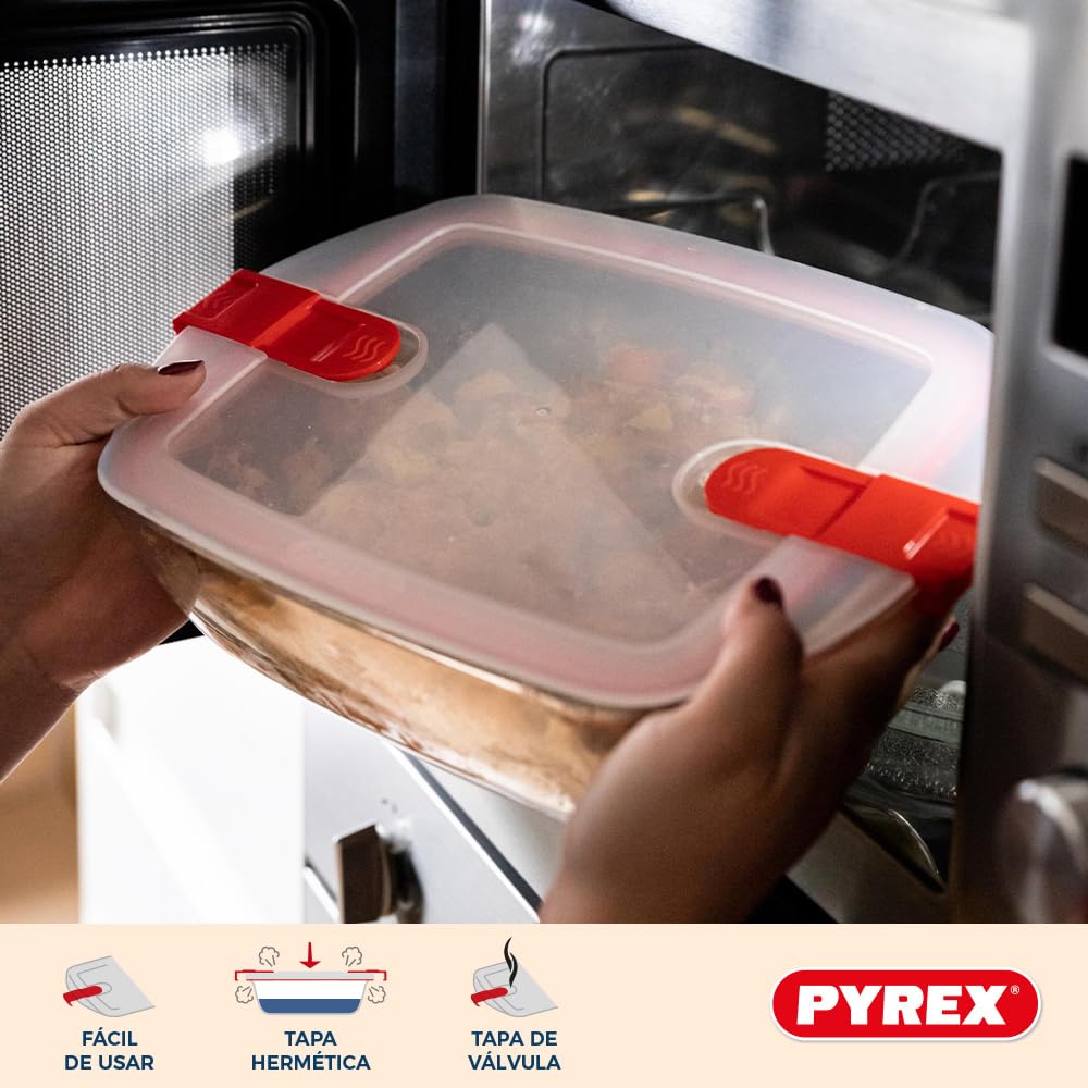 pyrex-cook-heat-confezione-5-contenitori-per-alimenti-quadrati-in-vetro-1l-con-c image 3