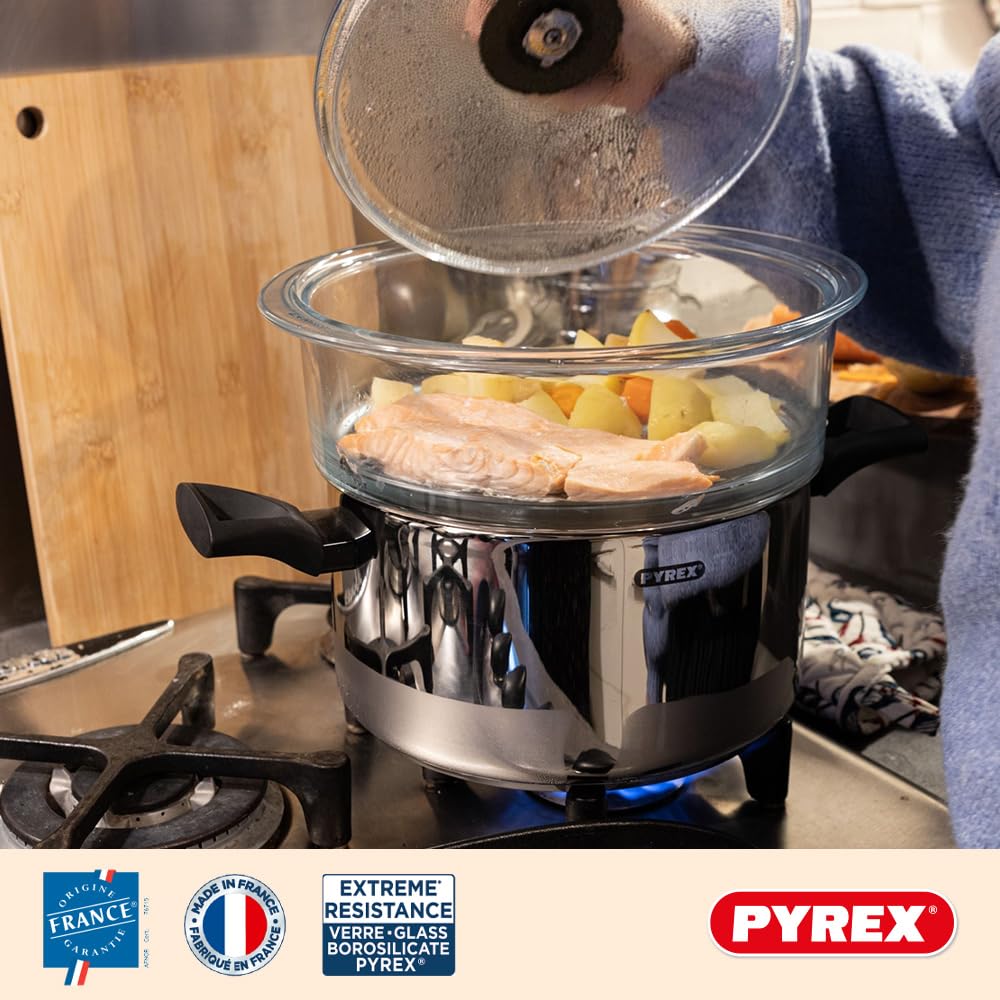 pyrex-cestello-a-vapore-20-cm-con-coperchio-in-vetro-borosilicato-cottura-a-vapo image 5