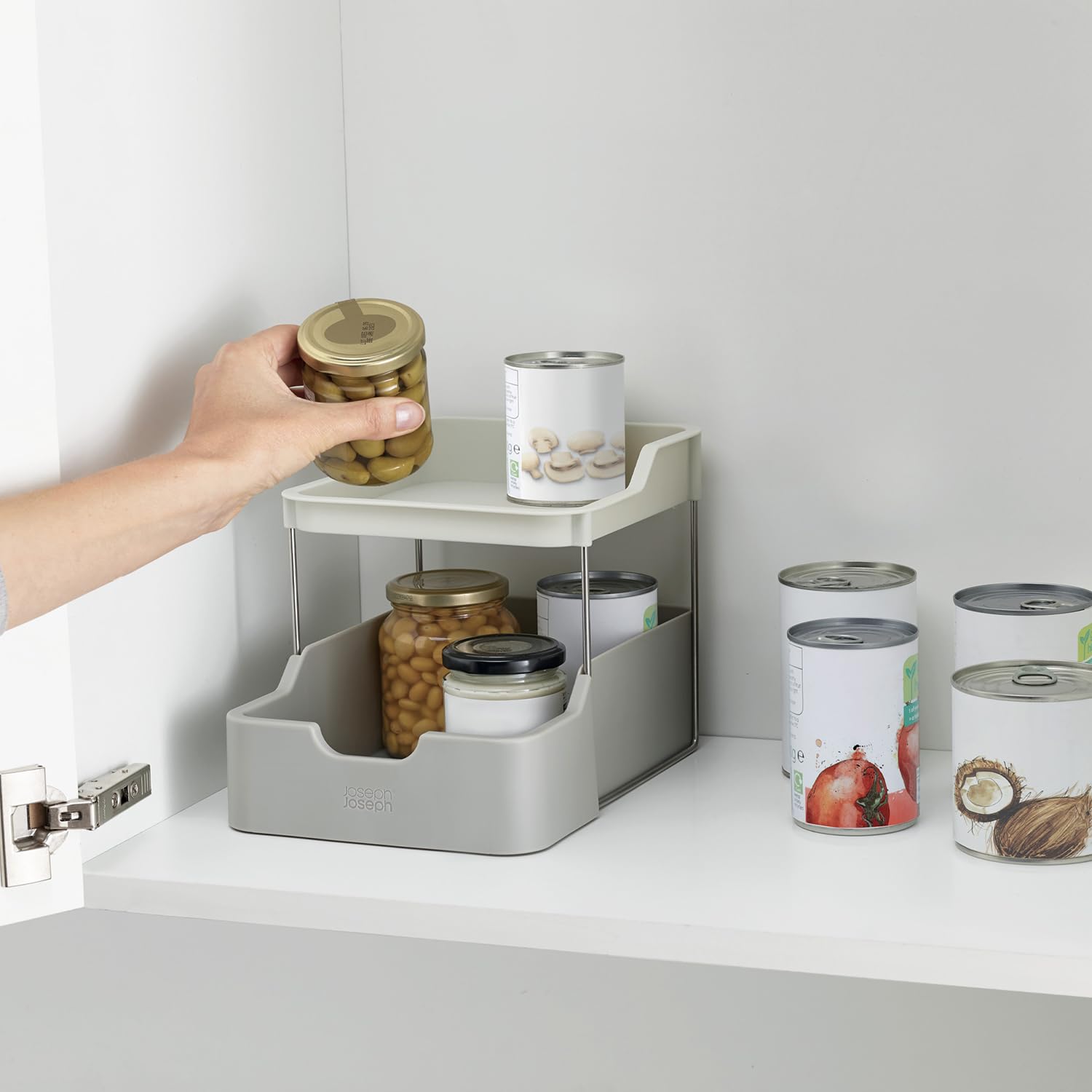 joseph-joseph-duo-organizzatore-armadio-cucina-a-2-livelli-con-cassetto-per-spez image 5