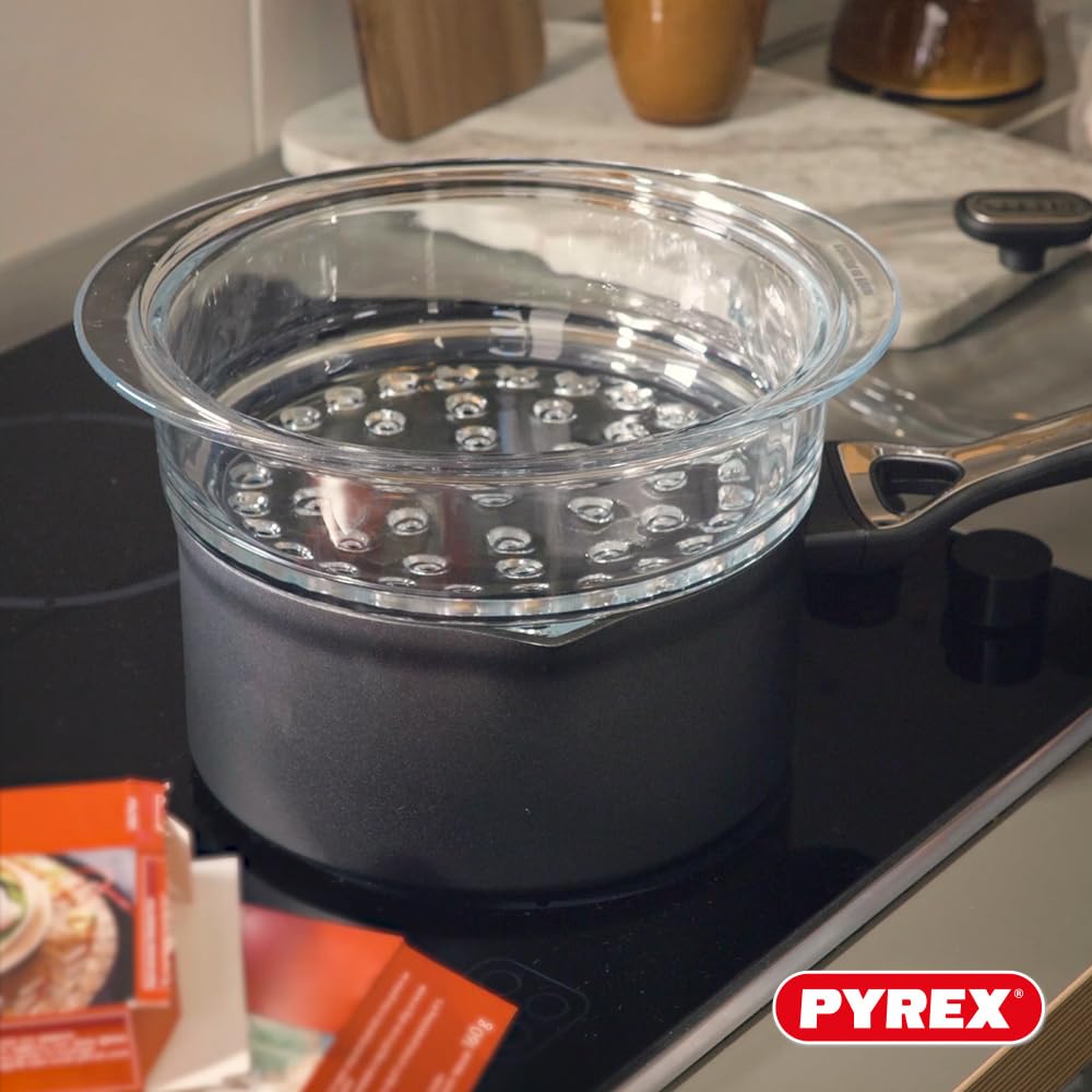 pyrex-doppio-cestello-vapore-20-cm-in-vetro-borosilicato-con-coperchio-a-manopol image 8