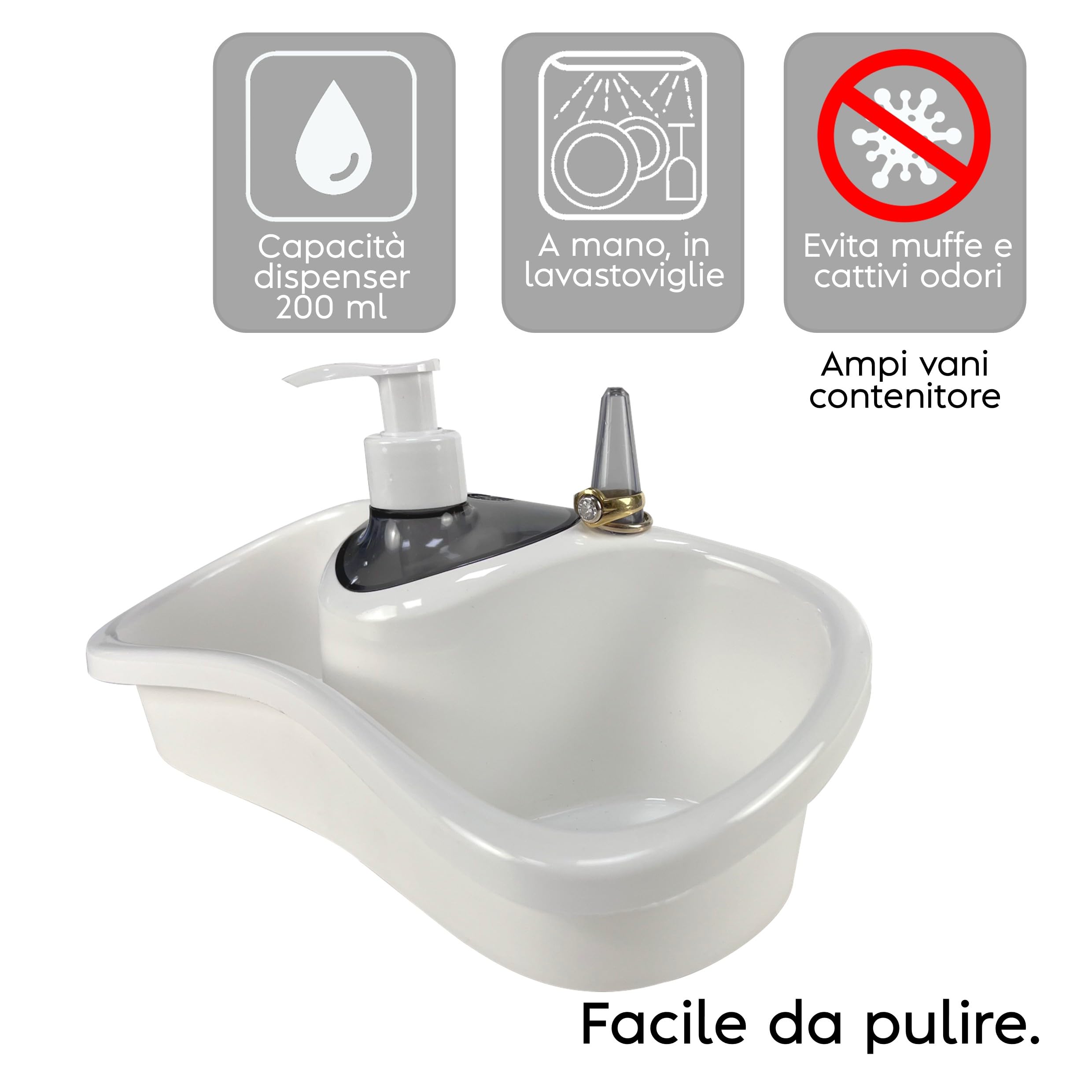 snips-saponello-dispenser-sapone-cucina-2in1-200-ml-con-2-vani-portasponge-porta image 3