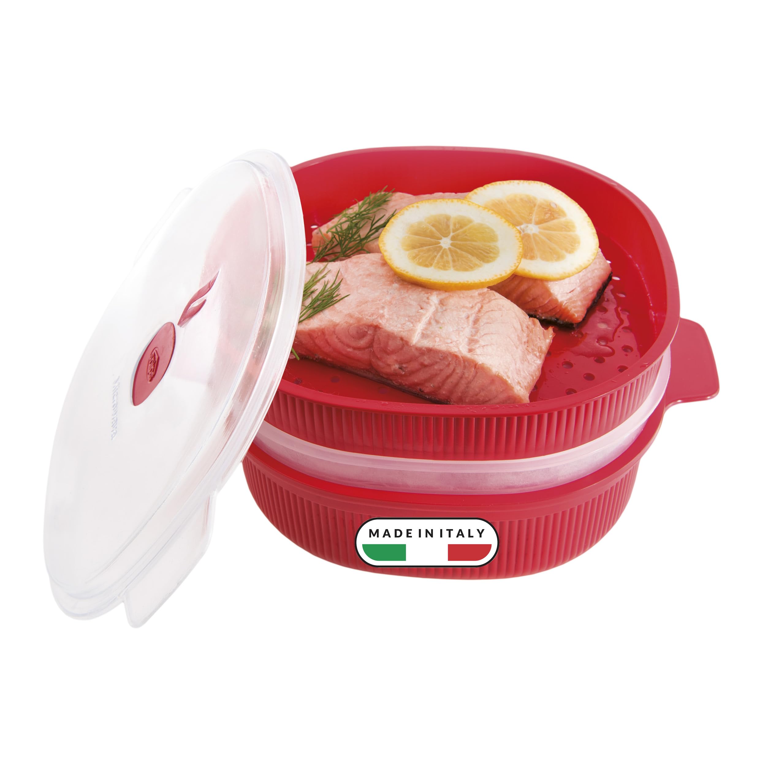 snips-vaporiera-microonde-rossa-4-l-cottura-a-vapore-con-2-vassoi-sovrapponibili image 1