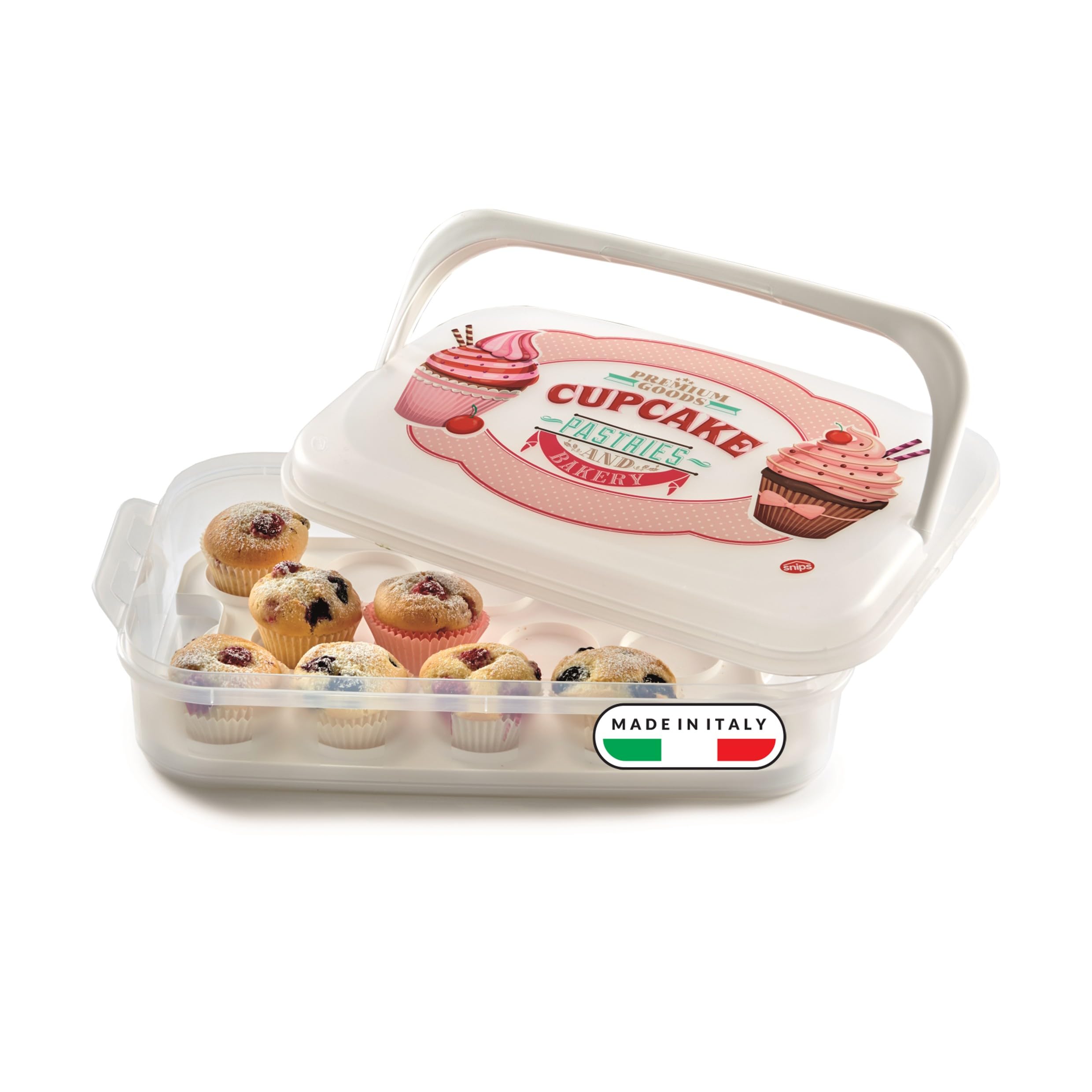 snips-porta-cupcake-e-torta-7l-con-coperchio-vassoio-reversibile-per-14-cupcake- image 1