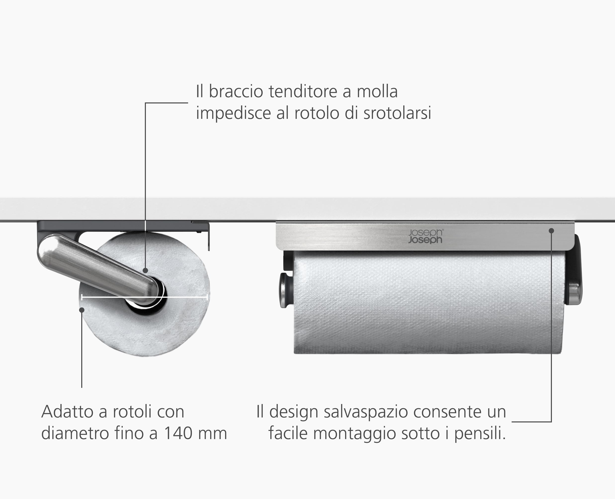 joseph-joseph-rollgrip-portarotolo-da-cucina-da-montare-sotto-l-armadio-braccio- image 7