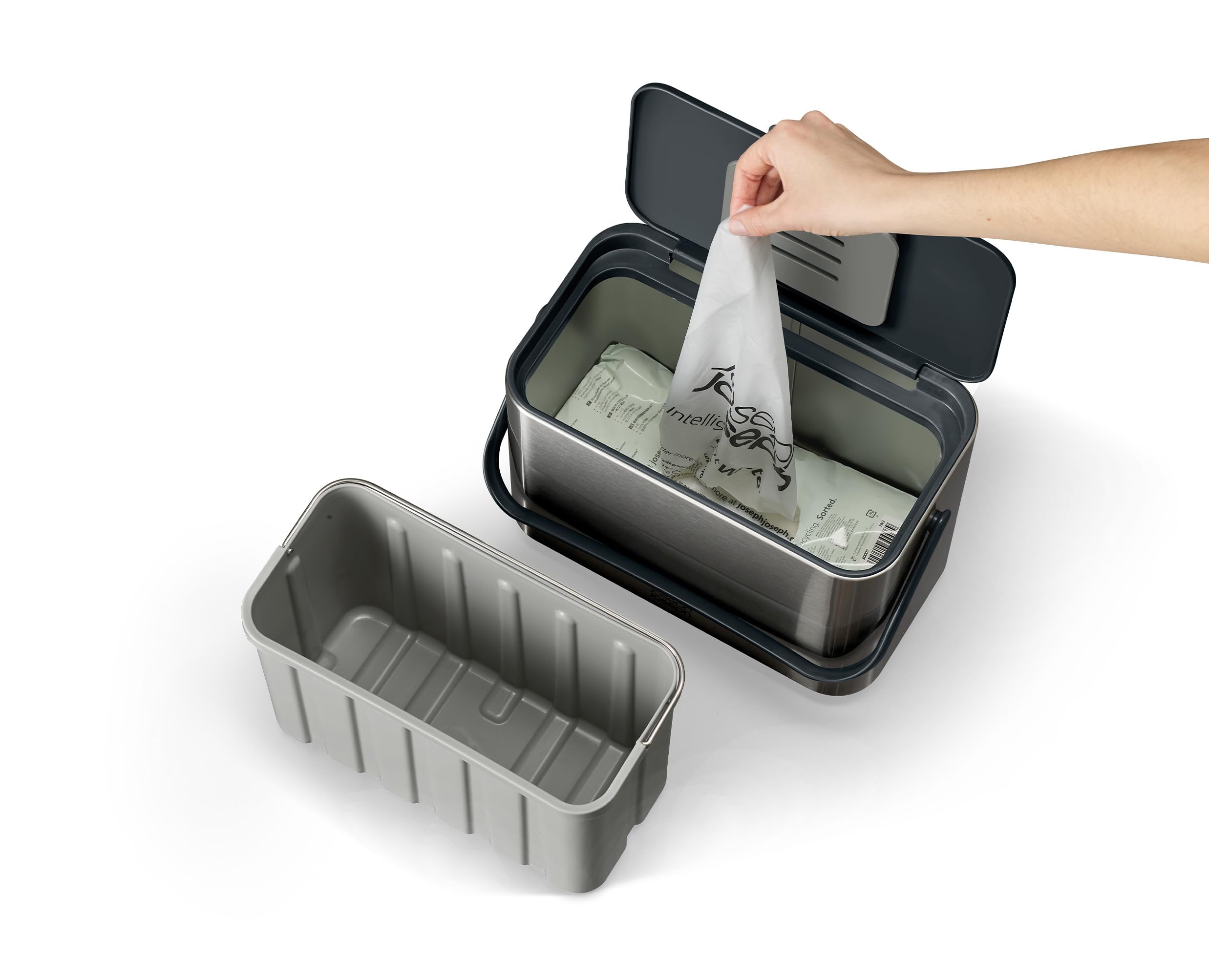 joseph-joseph-collect-pattumiera-per-rifiuti-alimentari-organici-4l-in-acciaio-i image 4