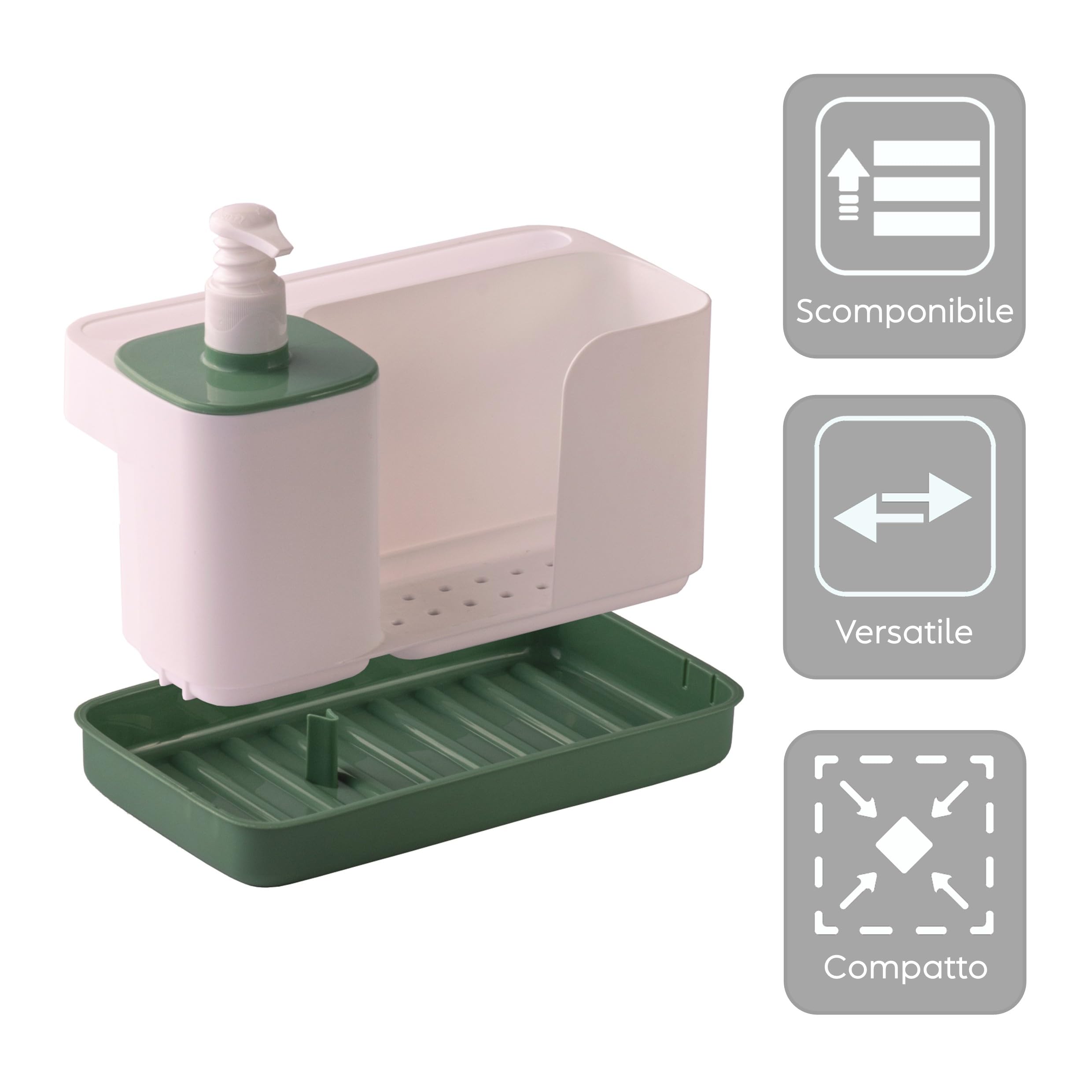 snips-riordinello-porta-spugne-lavello-cucina-3-in-1-con-dispenser-sapone-400-ml image 4
