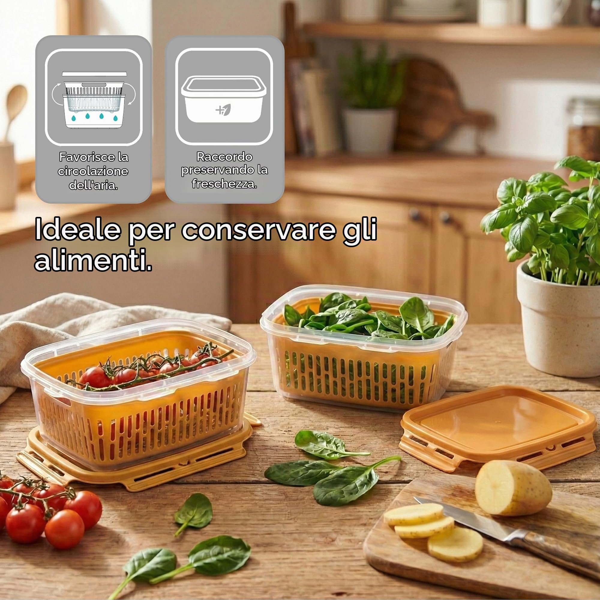 snips-veggie-snipslock-contenitore-alimenti-rettangolare-1-2-l-con-cestello-fora image 2