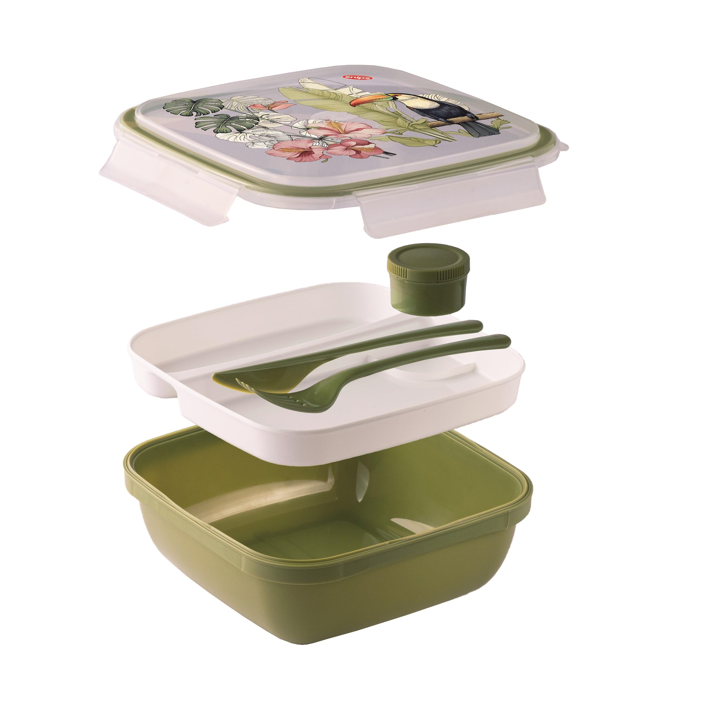 snips-fresh-lunch-box-quadrato-1-50-l-con-vassoio-a-2-scomparti-posate-e-conteni image 3
