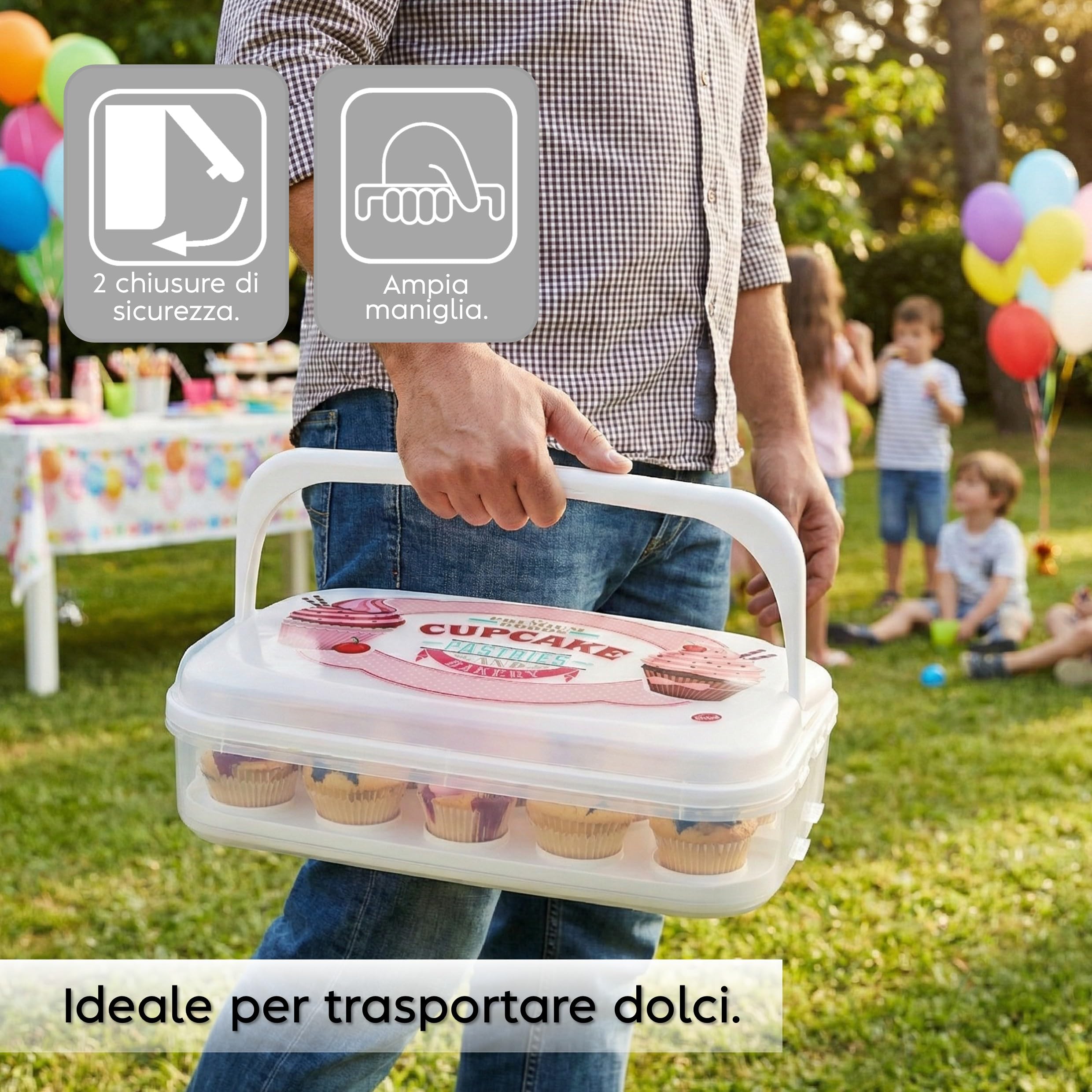 snips-porta-cupcake-e-torta-7l-con-coperchio-vassoio-reversibile-per-14-cupcake- image 2
