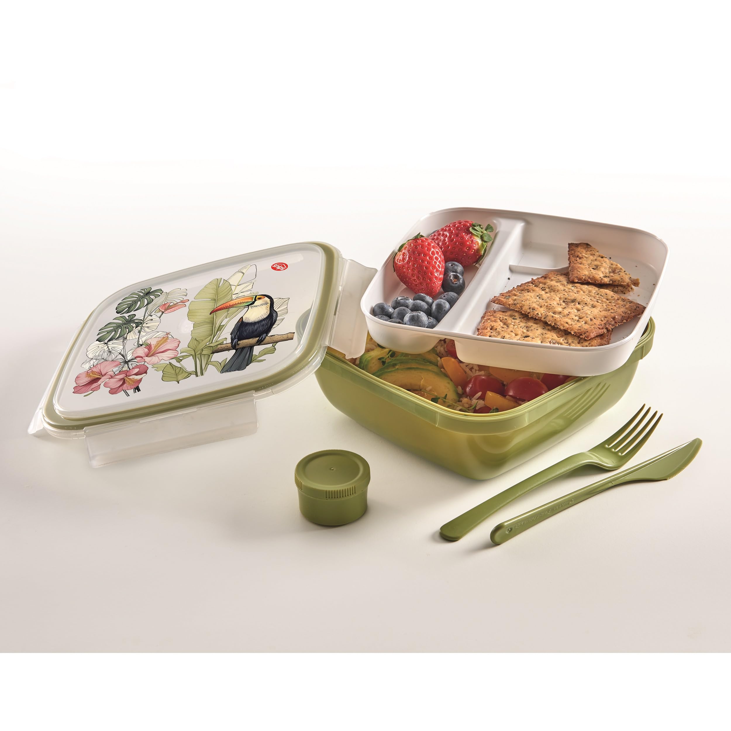 snips-fresh-lunch-box-quadrato-1-50-l-con-vassoio-a-2-scomparti-posate-e-conteni image 7