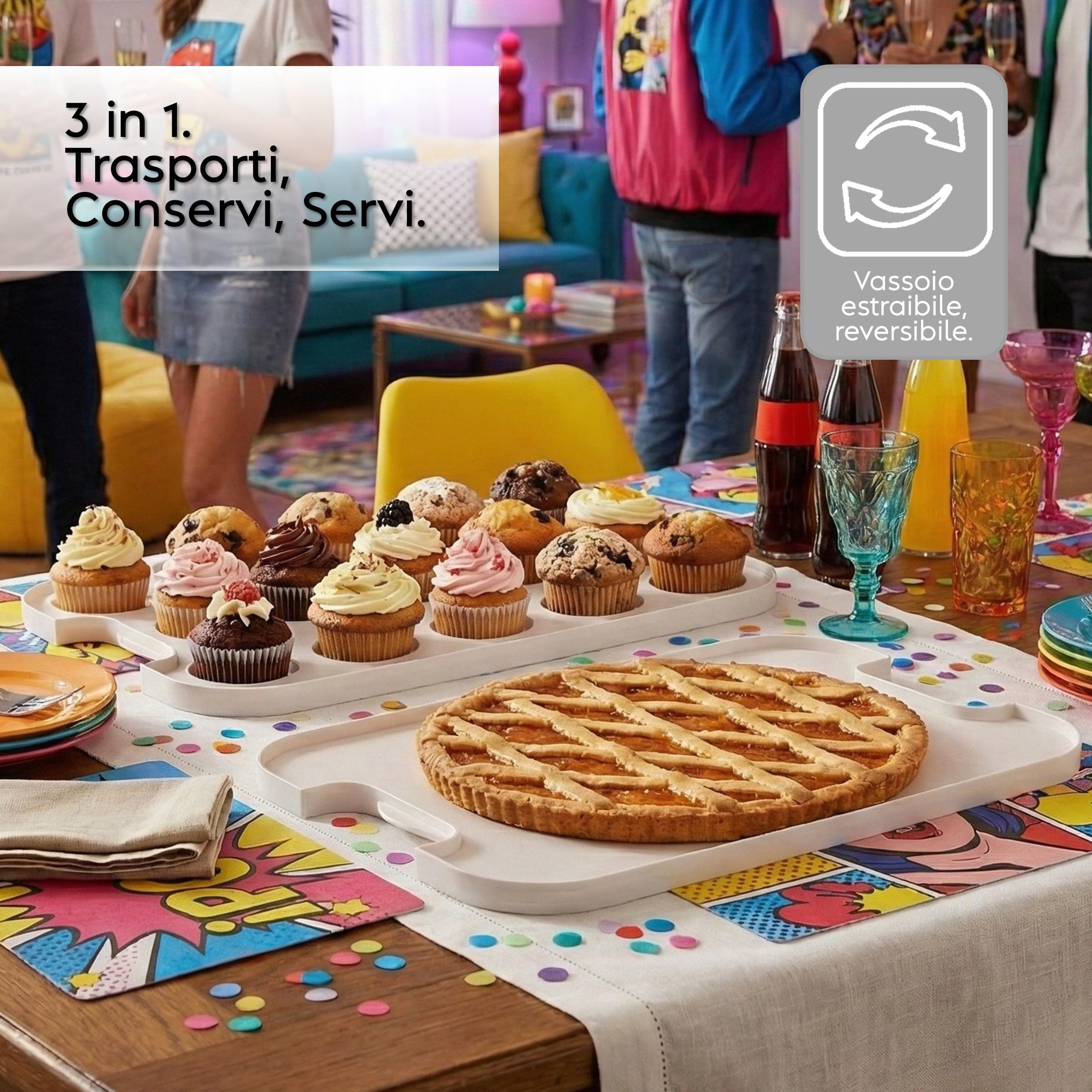 snips-porta-cupcake-e-torta-7l-con-coperchio-vassoio-reversibile-per-14-cupcake- image 3