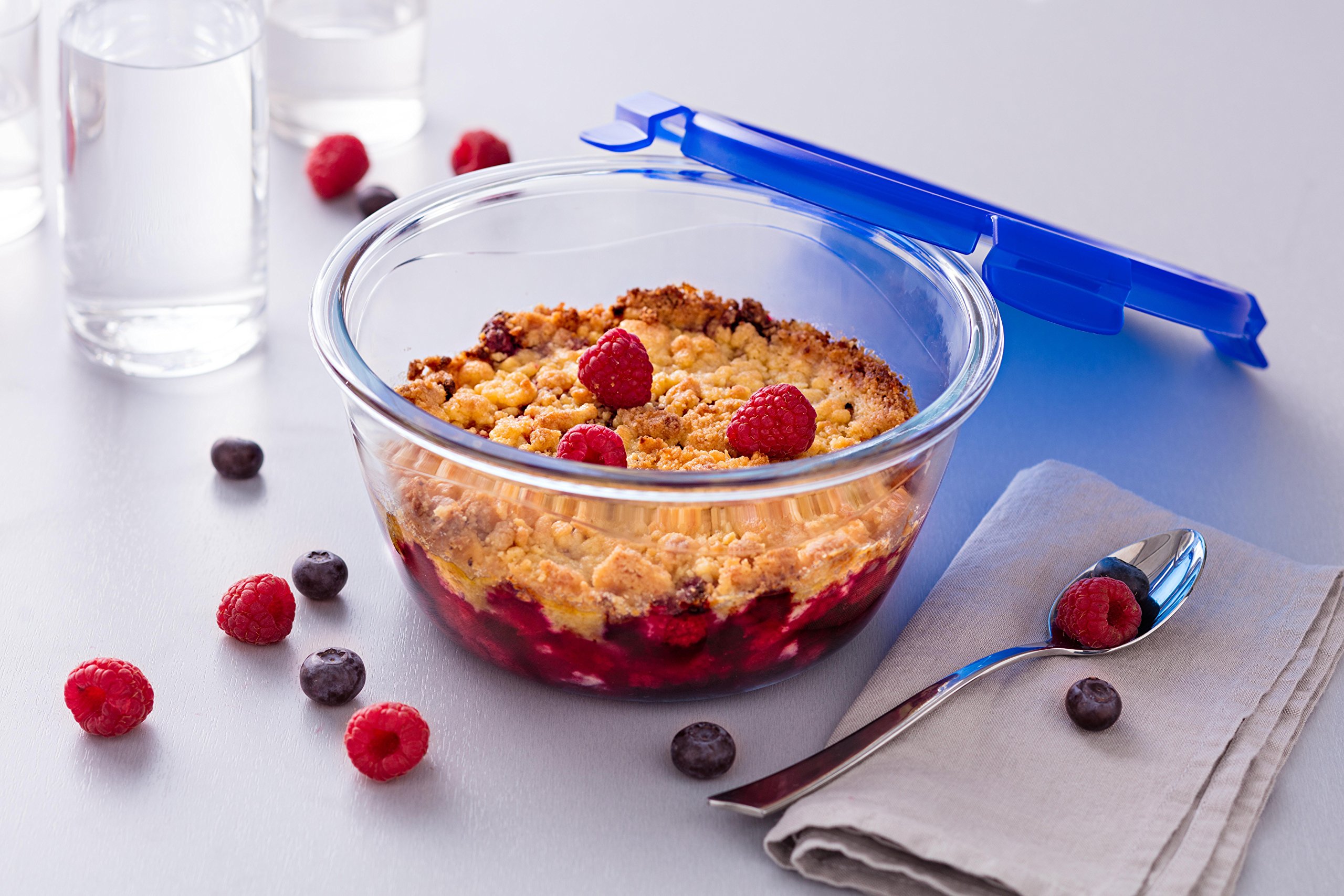 pyrex-cook-go-teglia-multiuso-tonda-con-coperchio-ermetico-vetro-trasparente-blu image 2