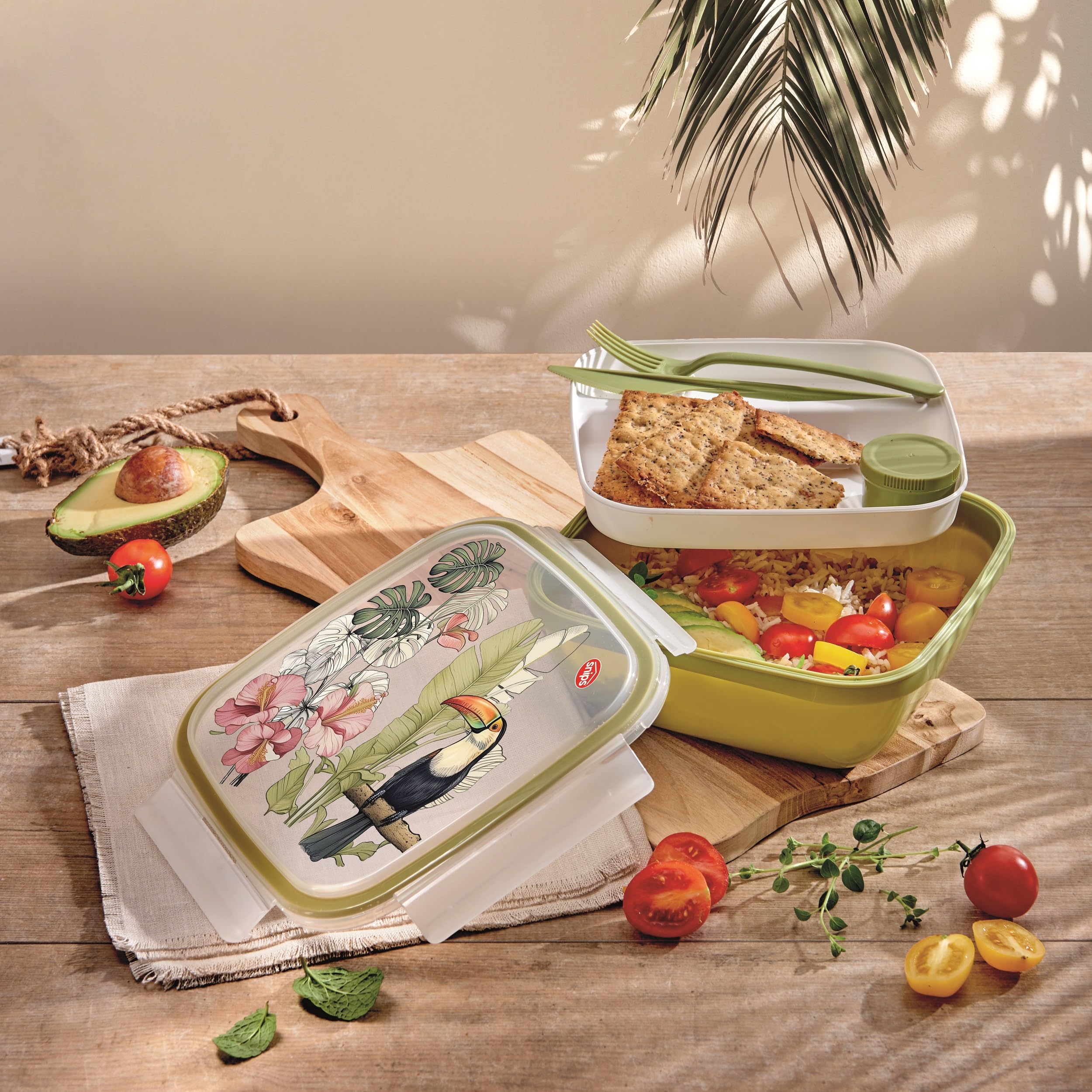 snips-fresh-lunch-box-quadrato-1-50-l-con-vassoio-a-2-scomparti-posate-e-conteni image 4